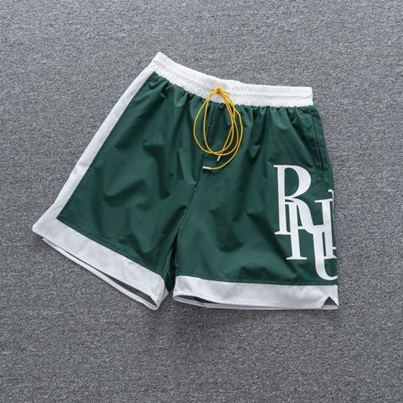 Rhude Other - Rhude Classic Half Print Logo Shorts Green